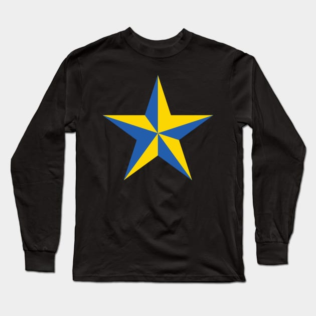 Ukrainian Blue and Yellow Star Art Long Sleeve T-Shirt by sleepingdogprod